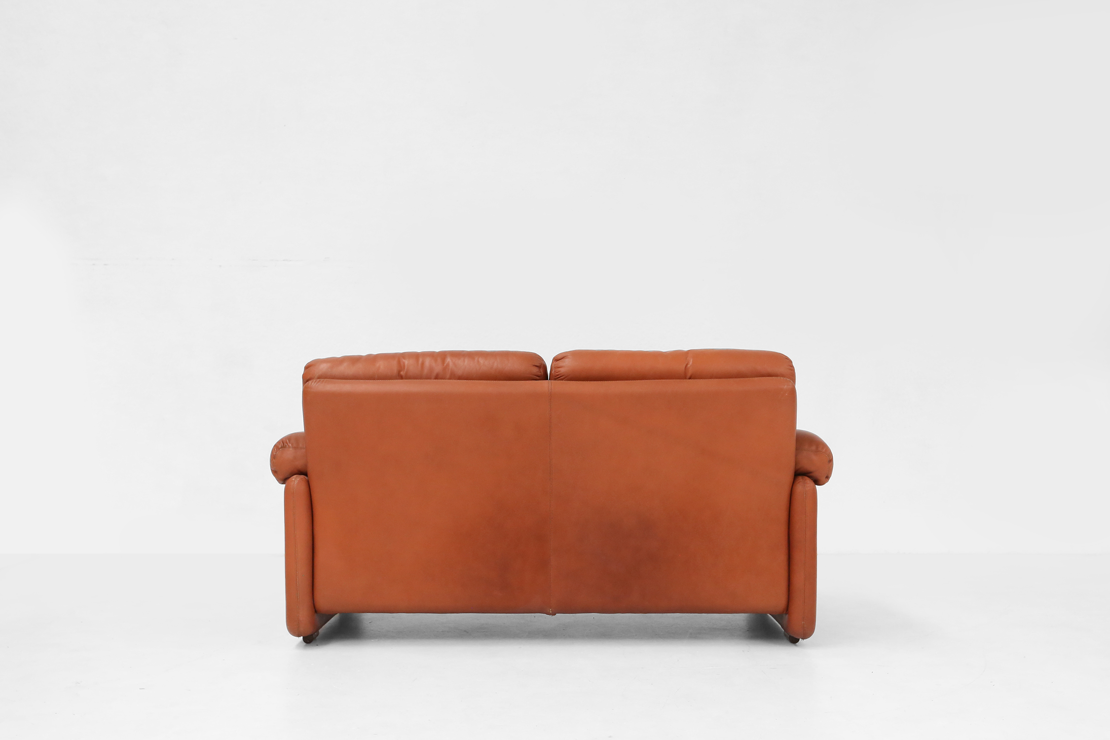 Brown leather 2-seater sofa Coronado by Tobia Scarpa for B&B Italia, Italy ca. 1960thumbnail